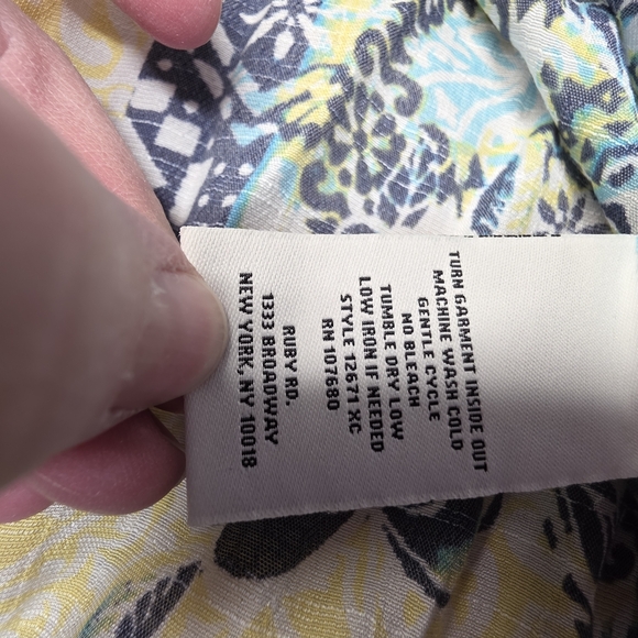 Ruby Rd Woman Blue Green Multi-Color Roll Sleeve Plus Size 2X Top - Picture 6 of 9